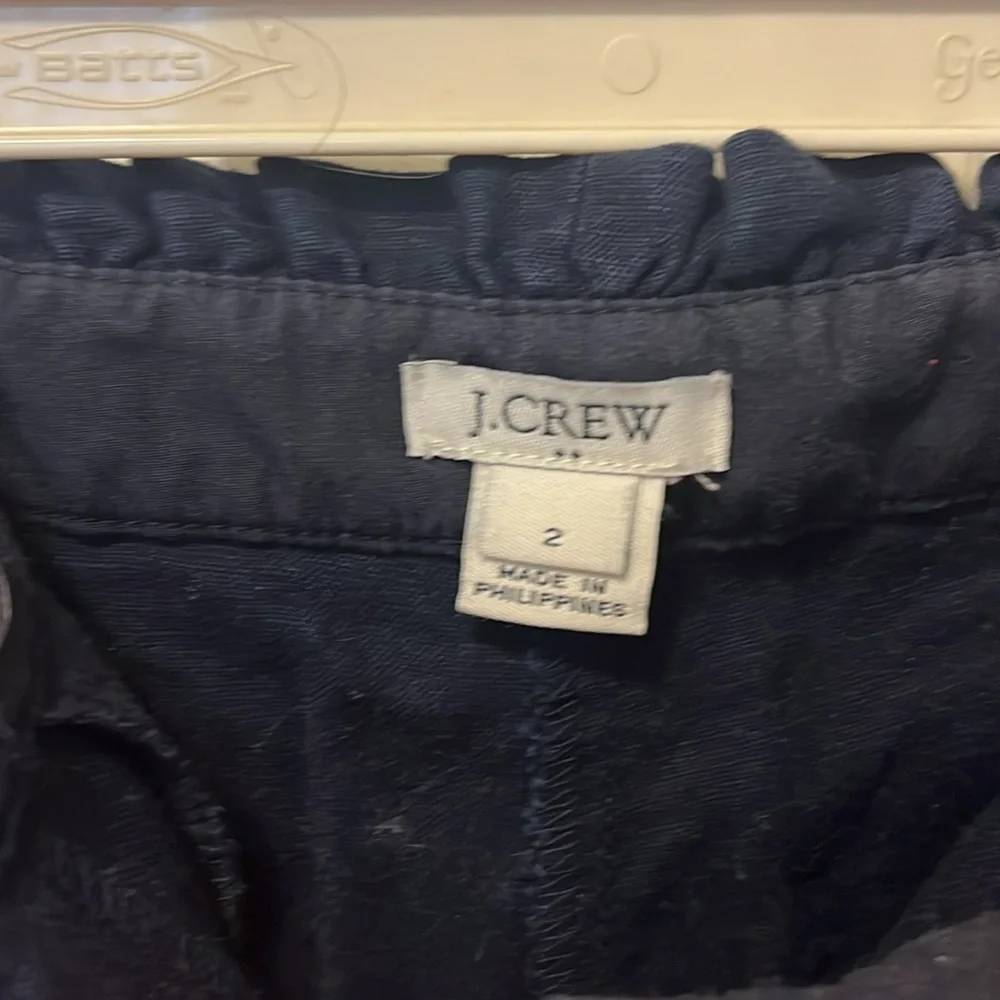 J.Crew Factory Navy Linen Ruffle Short - Picture 2 of 3